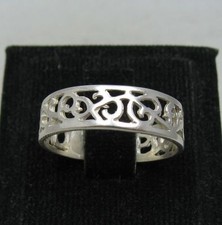 Genuine Sterling Silver Ring Filigree Band Hallmarked Solid 925 Handmade