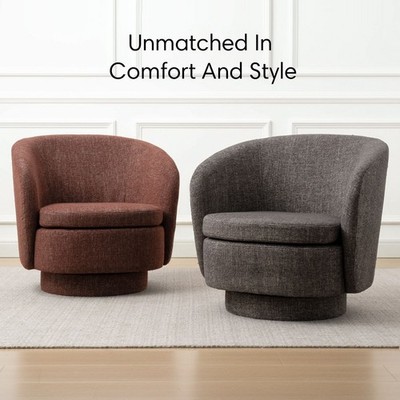 Modern 360 Swivel Barrel Chair Upholstered Armchair With Seat Cushion 2 Colors