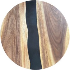 Epoxidharz Tischplatte River Table Rund Schwarz Walnuss Massivholz ø600x22mm