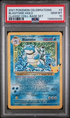 PSA 10 Blastoise 2/102 Pokemon Celebrations Classic Collection Holo Graded Card