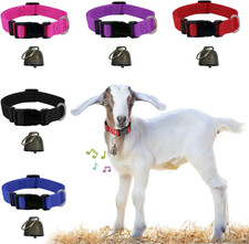 5 Pack Goat Collar with Bell, Sheep Collar with Bell, Grazing Copper Bells and A