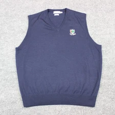 Peter Millar Pullover Sweater Vest Men's Large Blue Pine Valley Golf V-Neck Wool