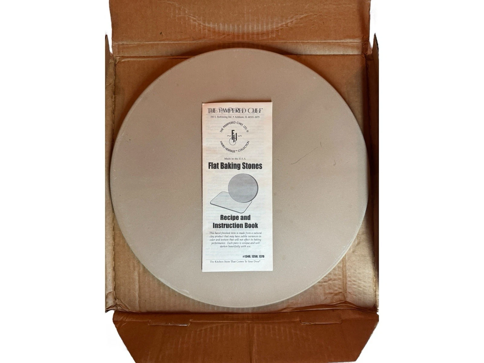 Pampered Chef Stoneware #1340 Small 13" Classic Round Stone Pizza Baking GUC