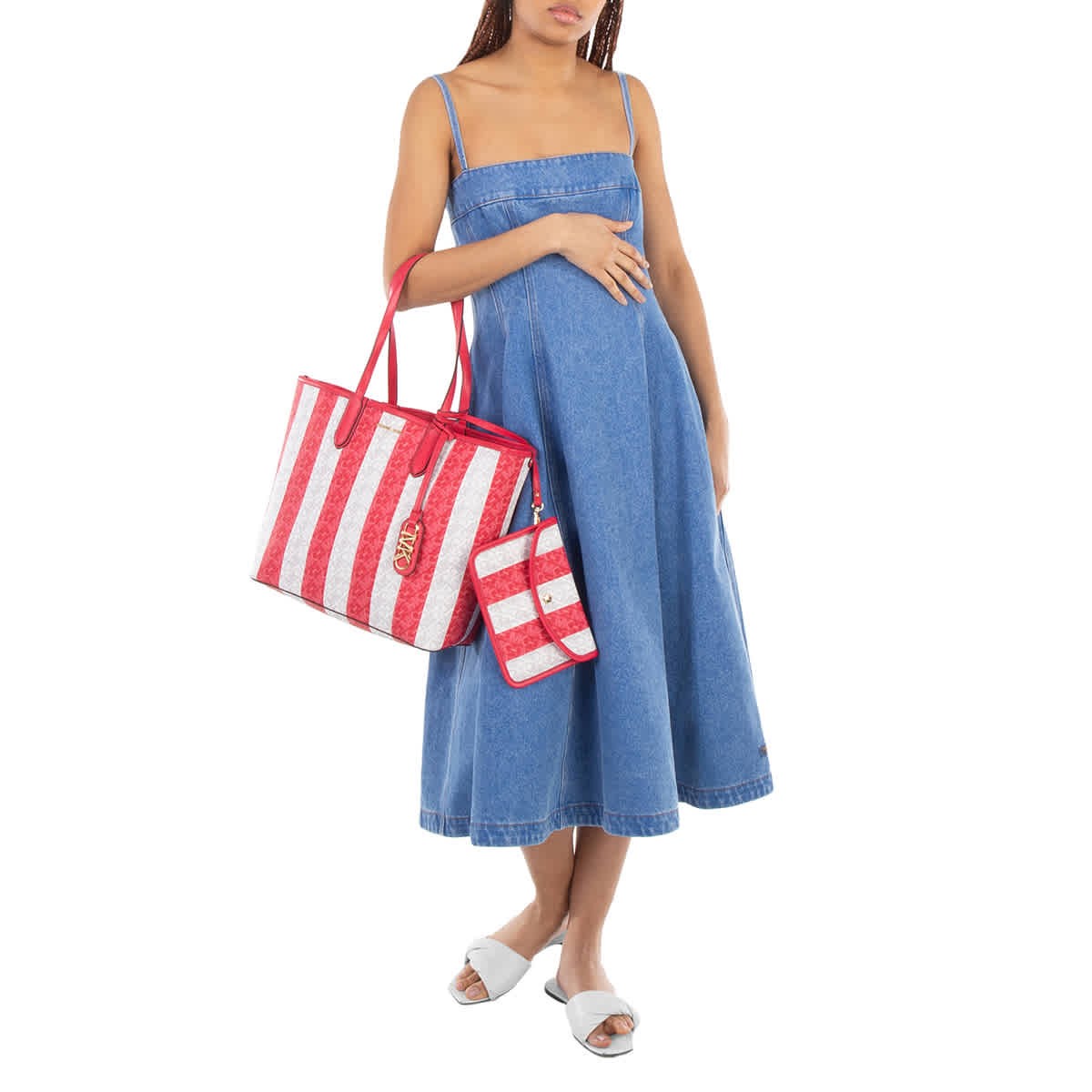 Michael Kors Eliza Large Striped Tote Bag 30S4GZAT4B-618 thumbnail 2