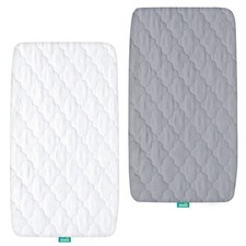 Bassinet Mattress Pad Cover Waterproof, Quilted 17x33 Inch, Grey and White