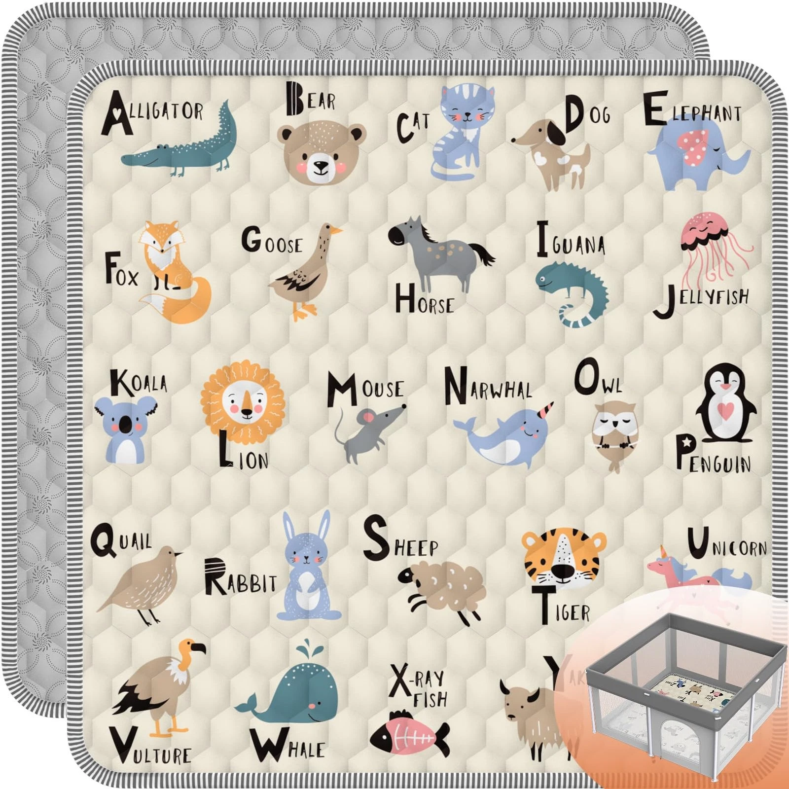 Baby Play MAT 50" X 50" Playpen Mat, Soft Thickened Anti-Slip Baby Mat for Fl...