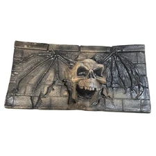 Gothic Skull Bat Wings Wall Plaque Halloween 3D Relief Foam Prop Decor Haunted