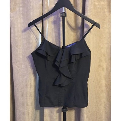 Miley Cyrus & Max Azria Ruffle Camisole Tank Top Women's Size Medium Back Zp Up