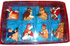 Christmas Dog Ornaments Set of 8 Resin Mini Hanging Tree Figurines Holiday Dogs