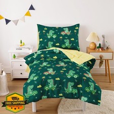 Wake In Cloud Dinosaur Toddler Bedding Forest Green 4pc