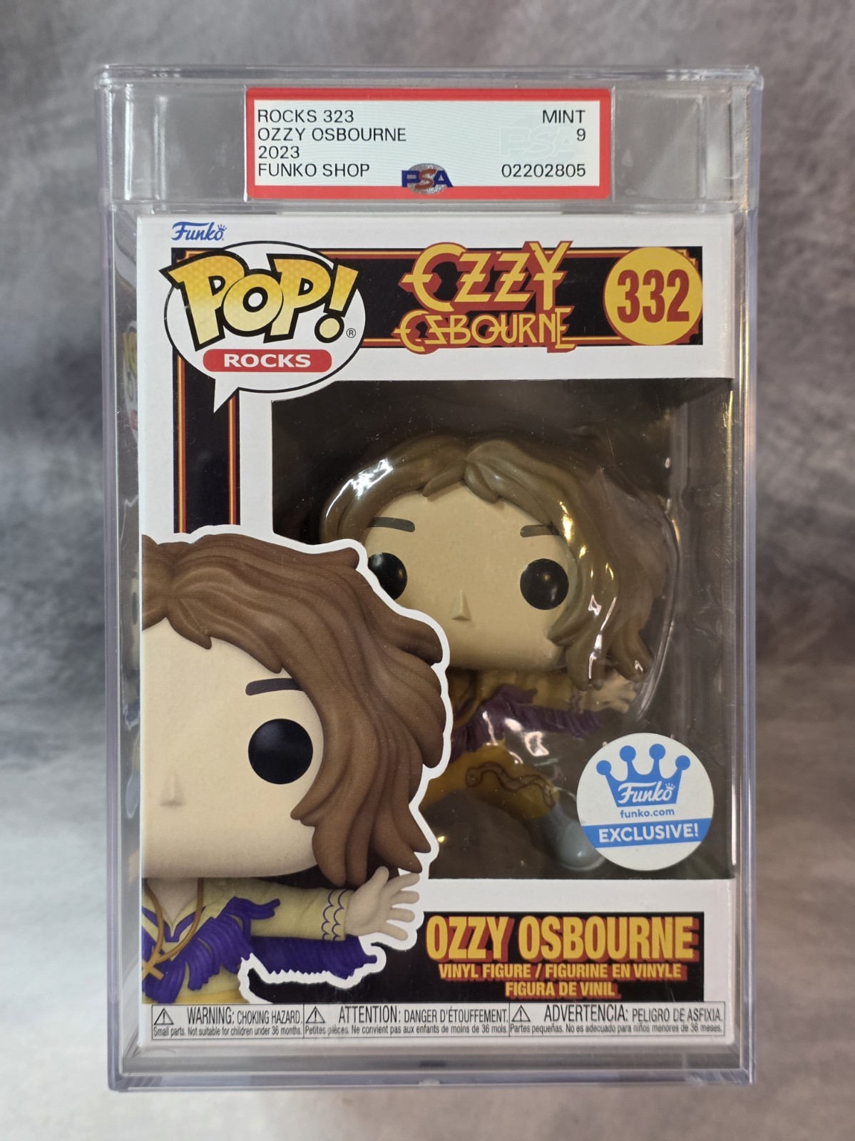 PSA 9 MINT Ozzy Osbourne Funko Pop 332 Funko Shop Exclusive Graded Rocks Slabs