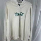H&M x Coca-Cola Graphic Henley Pullover, Cream White, Large — Vintage Style