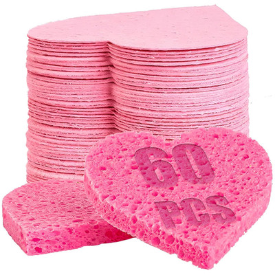 60-Count Compressed Facial Sponges | Makeup Remover Sponge | 100% Natural Cosmet