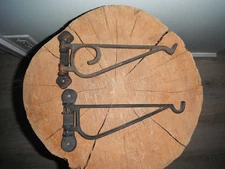 Vintage Wrought Iron Swivel Base Plant / Flower Hanger Hook Mount- Lot of (2)