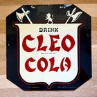 Vintage 1940 CLEO COLA Shield Metal Advertising Sign 14 x 14 Inches - Very Nice
