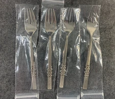 International DANISH SCROLL Stainless Dessert Forks Lot of 4 Replacement