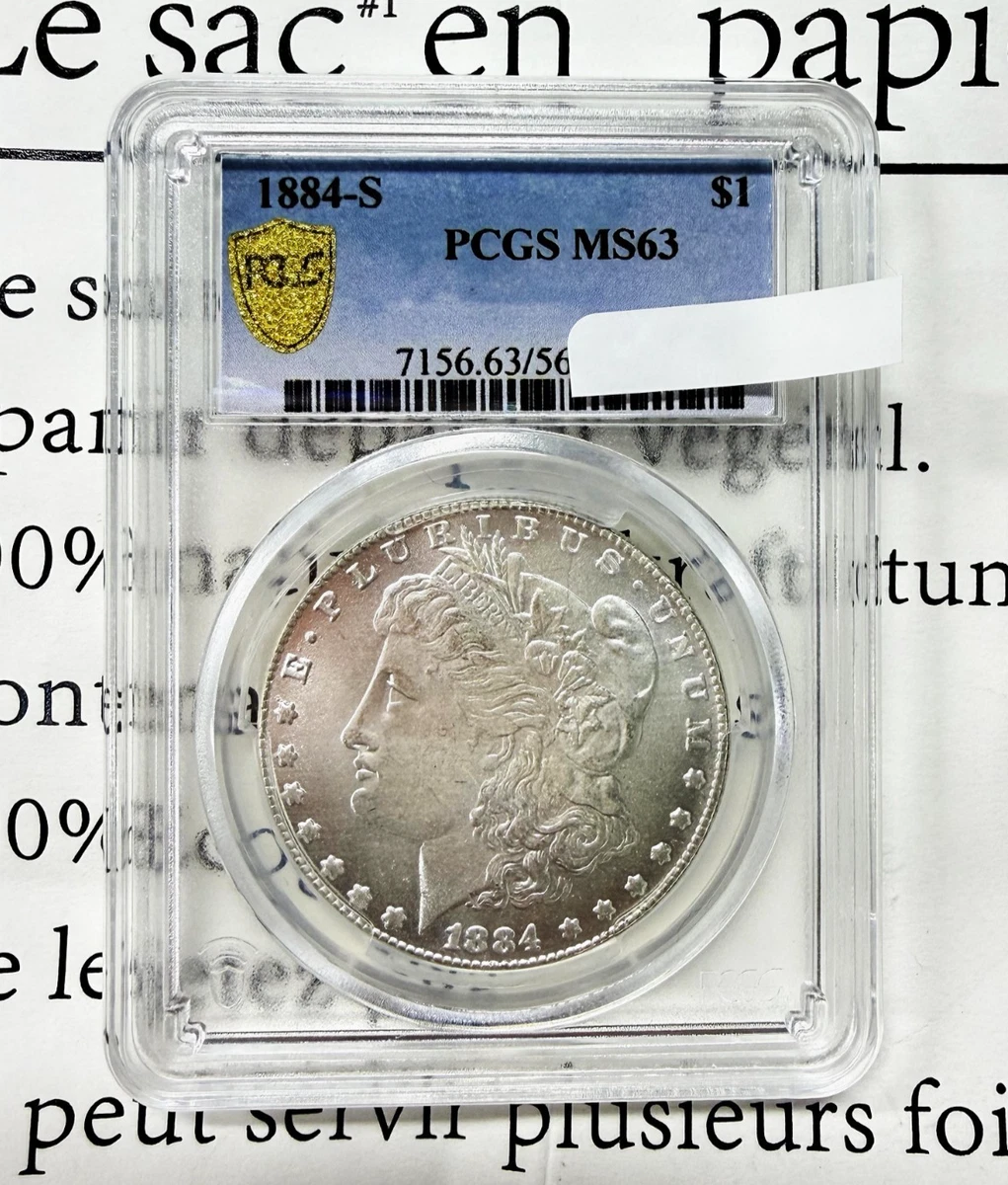 PCGS Certified MS 63 Graded 1884 Year Morgan US Dollars (1878-1921