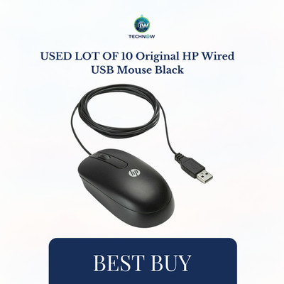 USED LOT OF 10 Original HP Wired USB Mouse Black