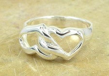CUTE .925 STERLING SILVER CONNECTED HEARTS RING size 9 style r1322