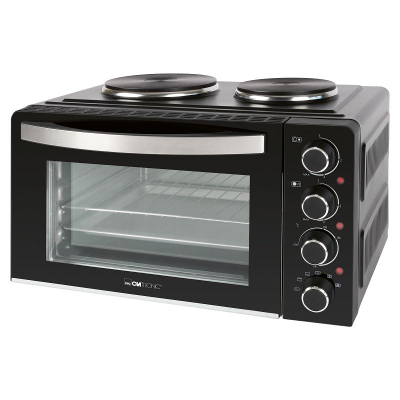 Combiné four 28L Clatronic KK3786 avec double plaques de cuisson noir