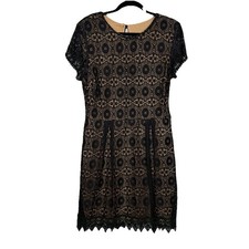 B Darlin Dress Womens SZ 13/14 Black Sexy Flirty Lace Overlay Round Neck Knee