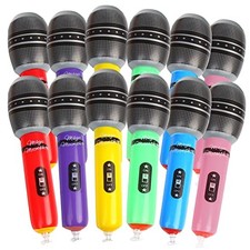 12 Pack Inflatable Microphones, 9.4 Inch Giant Blow Up Microphone Inflatable