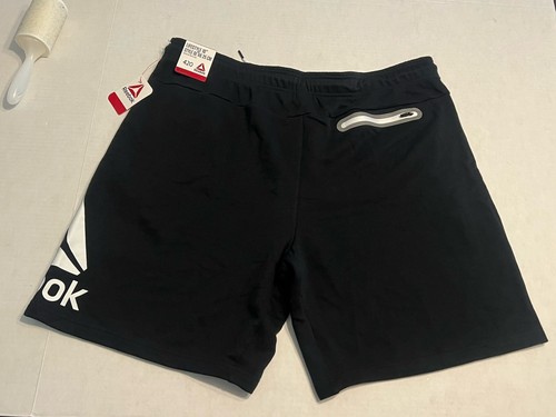 Reebok Mens Sweat Shorts 3XL, Solid Black, White Logo.NEW With Tags. Retail $21. - Picture 2 of 6