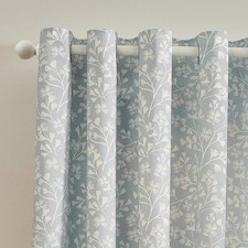 Image of Catherine Lansfield Brooke Floral 46x54 Inch Lined Eyelet Curtains Two Panels