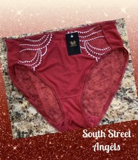 WACOAL 841304  RHUBARB RED  EVOCATIVE EDGE SHEER HI-CUT BRIEF PANTIES  SMALL