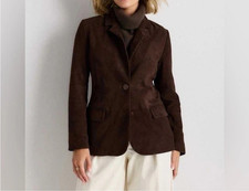 New Women's Brown Lambskin Suede Blazer Pure Sheepskin Office Blazer Causal Coat