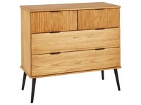 Kommode Kiefernholz Heller Holzfarbton 4 Schubladen Geriffelt Modern Timmins