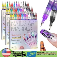 12 Colors 3D Nail Art Drawing Pen Waterproof Painting Liner Drawing Embellishing