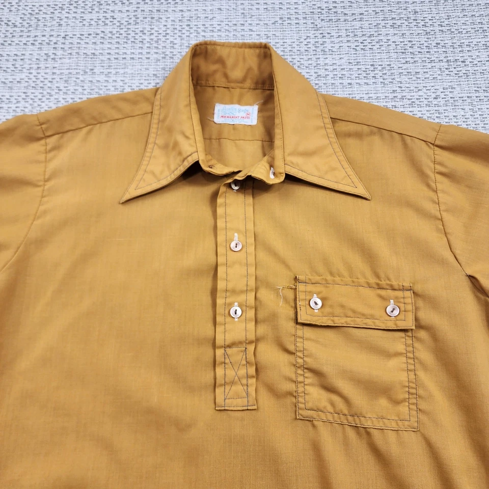 Vintage Austin Sage Shirt Mens Medium 70s Button Polo Collar 1970s Retro Top - Image 4 of 4