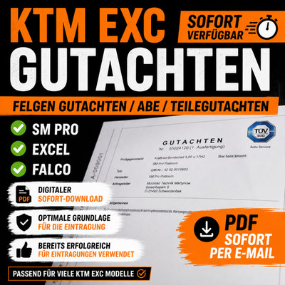 KTM EXC Felgen Gutachten ABE Supermoto SM Pro Excel   selten   sofort DOWNLOAD