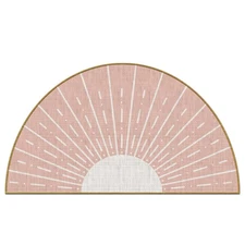 Pink Boho Linen Doormat for Home, Kitchen, Girls Room Entrance - Bohemian Sty...