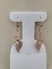 Solid 14k Rose Gold Diamond Etched Dangle Drop Leverback Earrings