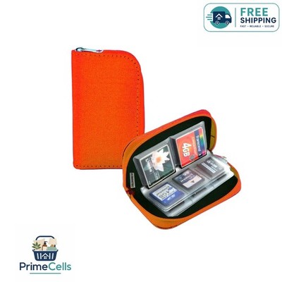 22-Slot Memory Card Case - Lightweight Orange Organizer for Micro SD & CF Cards