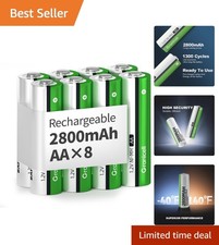 Eco-Friendly 2800mAh NiMH AA Rechargeable Batteries - 8 Count for All Devices 16.95 per battery