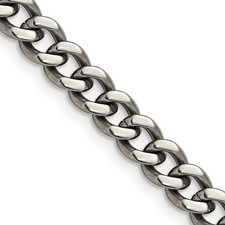 Titanium Polished 7.5mm Curb Chain Necklace 20" for Men's 23.46gm