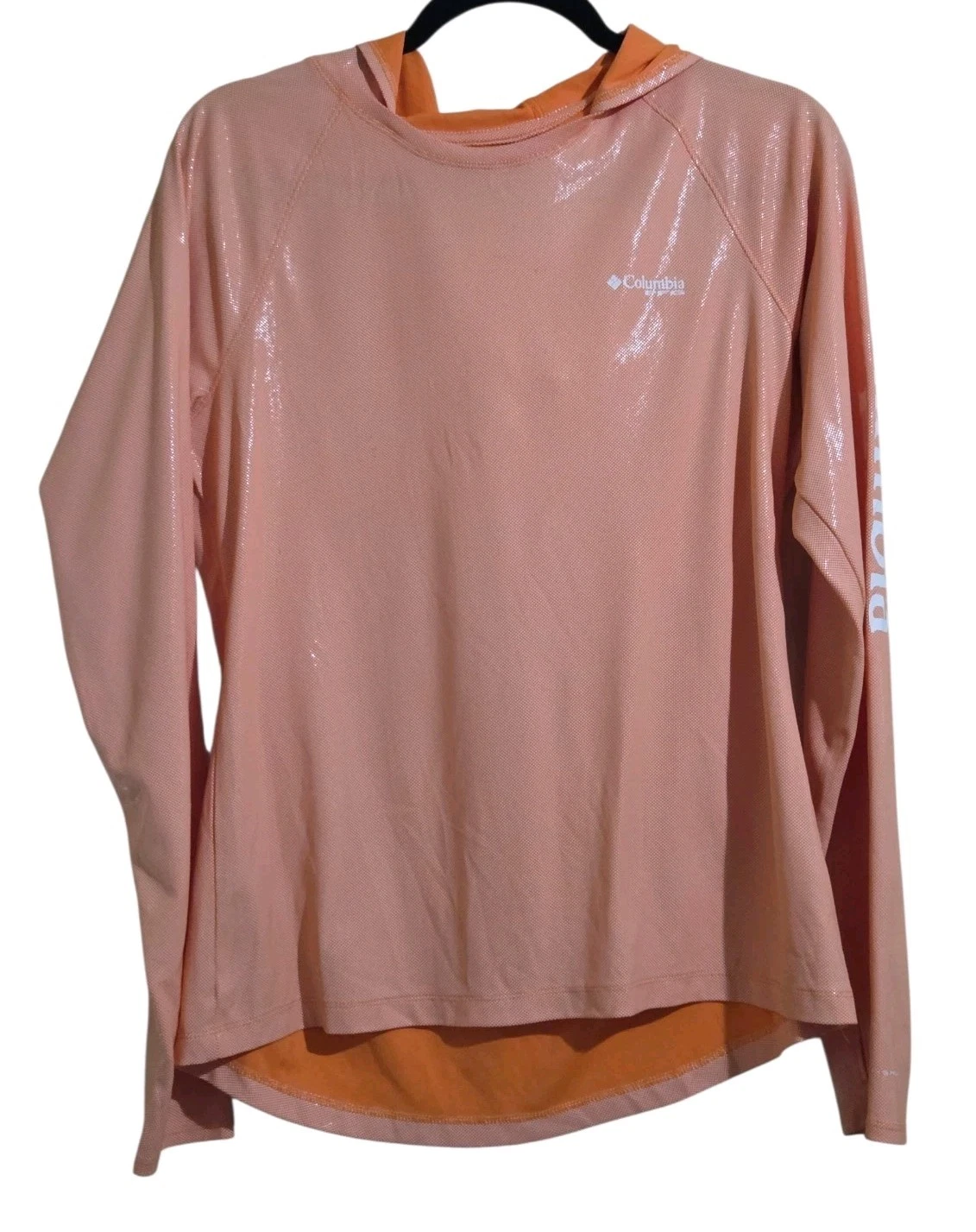 Columbia PFG Tidal Tee Hoodie Light Orange Women's M UPF 50 Long Sleeve Outdoors