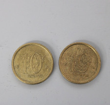 2x Münzen 10 Kronor 2002 "B" & 2007 "SI" Schweden - Carl XVI Gustaf - Eskilstuna