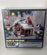 Festive Feathered Friends 500 Pc Glow In The Dark Puzzle Bits And Pieces