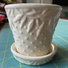 VTG Nelson McCoy Pottery Flower Pot planter 1940s attached saucer off white 3.5”