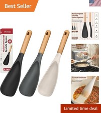 3 PACK, Multifunction Silicone Cooking Spoon Spatula for Nonstick Cookware, H...