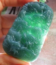 Video Certified Green 100 Natural A Jade jadeite Pendant 9 Dragon 121958 VS