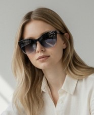 Jessica Simpson Quilted Cat Eye Sunglasses Black/Clear J5823