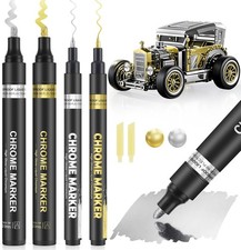 4Pcs Permanent Chrome Paint Markers,Liquid Mirror-Chrome Paint Pen for Metal,Jew