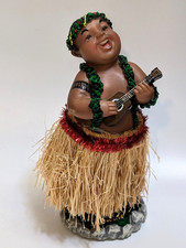 Vintage Tiki Male Hula Dancer Dashboard Bobble Nodder Ukulele Grass Skirt Hawaii