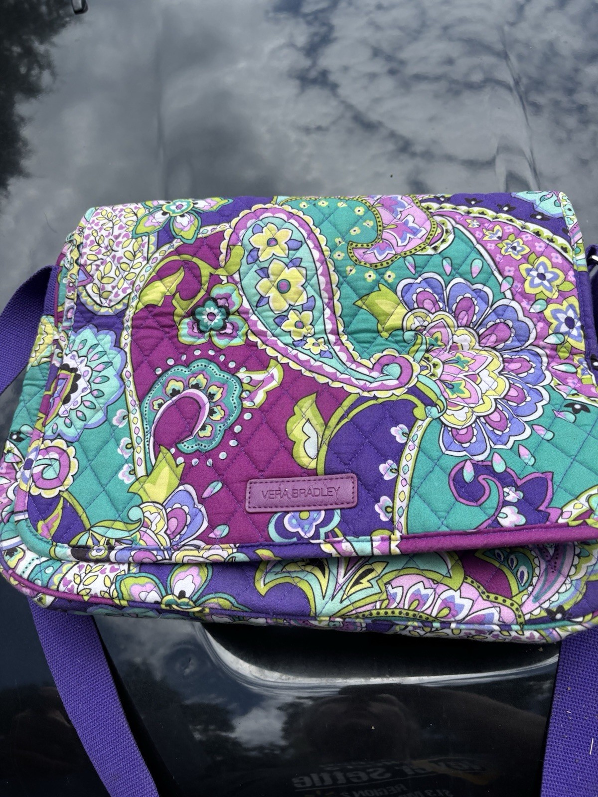 Vera Bradley Quilted Multicolor Paisley Crossbody/Shoulder Bag Purple Strap