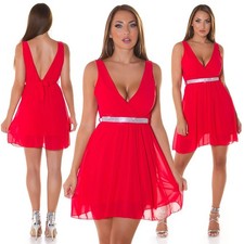 Sexy Miss Ladies Girly Cocktail Wrap Chiffon V Dress Rhinestone Look 34/36/38